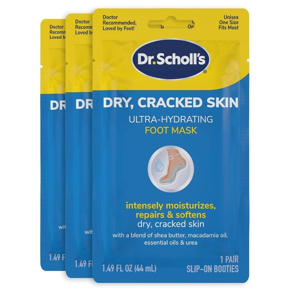 3-Pack Dr. Scholl's Dry Cracked Skin Ultra Hydrating Foot Mask Moisturizer Socks